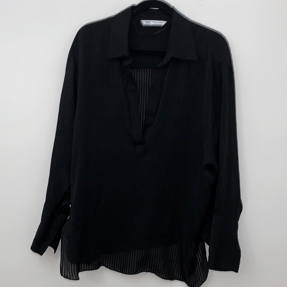 Zara Blouse with Cuffed Sleeves  & Side Slits - Picture 3 of 9